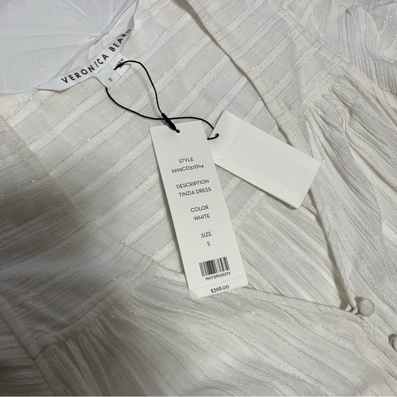 Veronica Beard Coastal White Tinzia Lurex Striped Dress - Picture 6 of 15